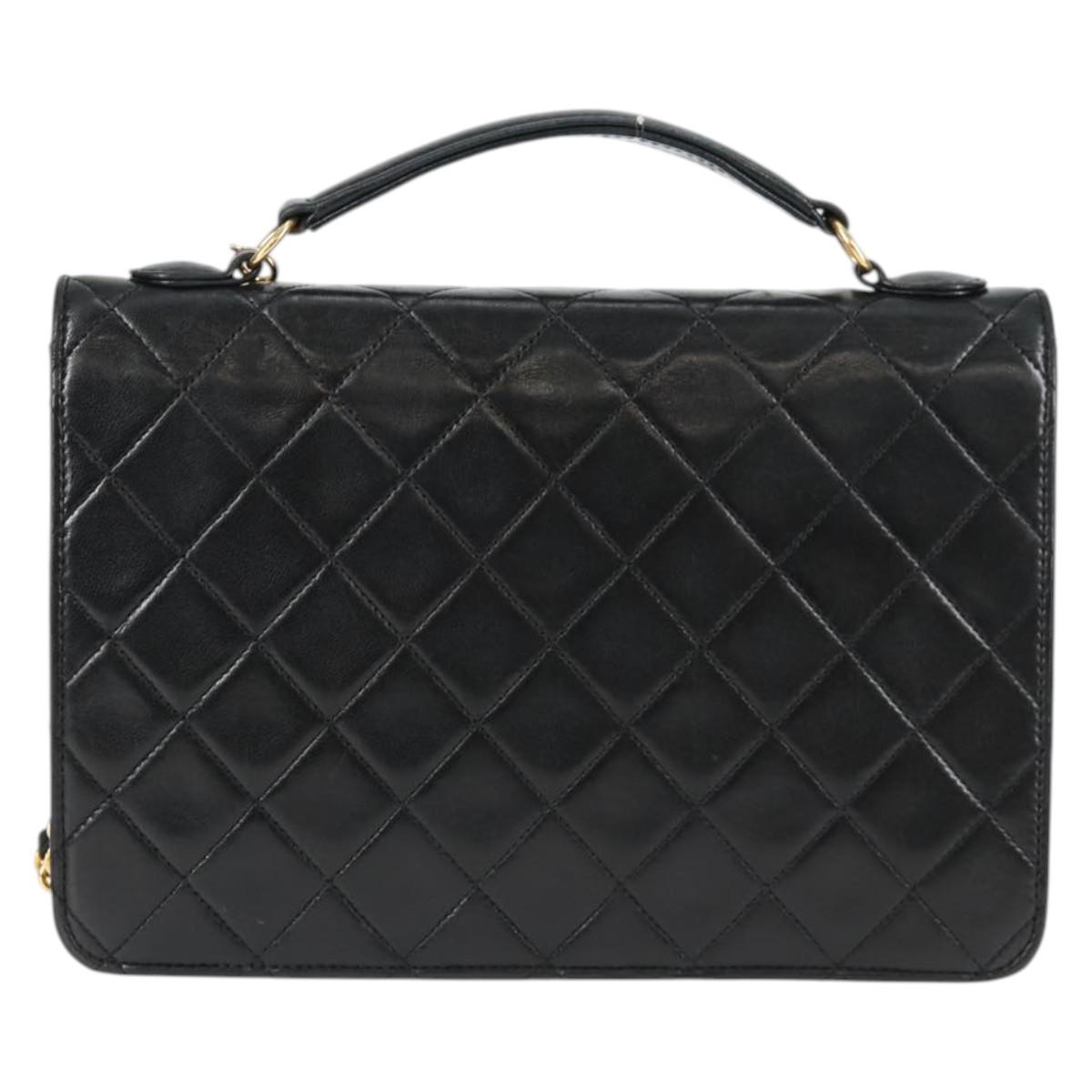 CHANEL Matelasse Double Turn Lock Coco Chain Bag Lamb Skin CC Auth 138976SA