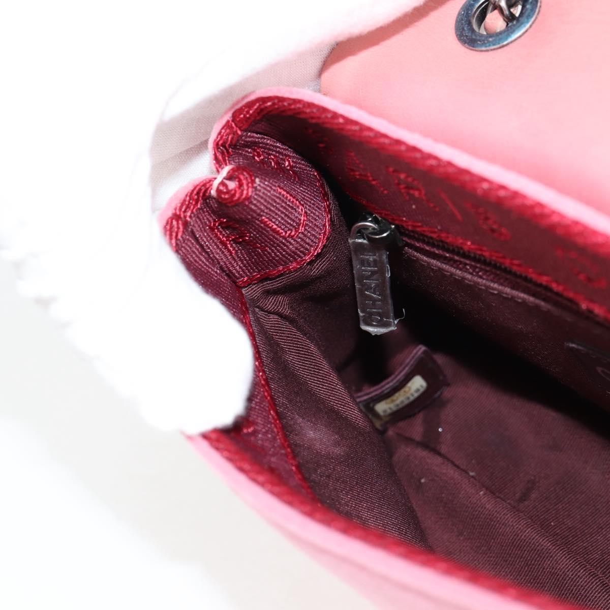CHANEL Matelasse 20 Chain Shoulder Bag Leather Pink CC Auth 138985A