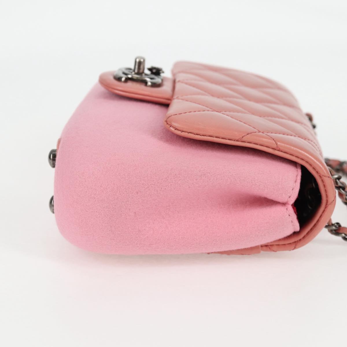 CHANEL Matelasse 20 Chain Shoulder Bag Leather Pink CC Auth 138985A