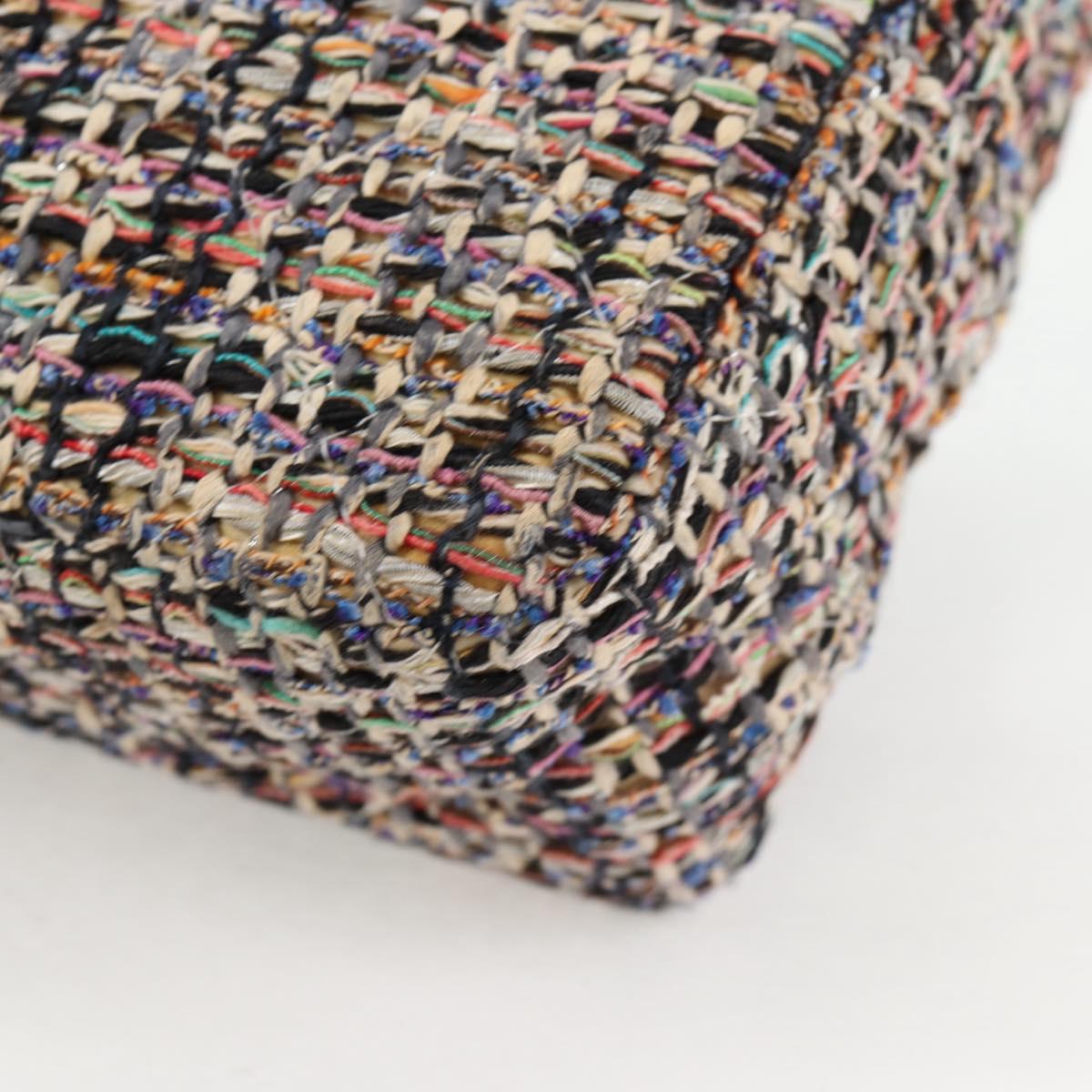 CHANEL Matelasse Camellia Chain Bag Tweed Multicolor Silver CC Auth 138988A