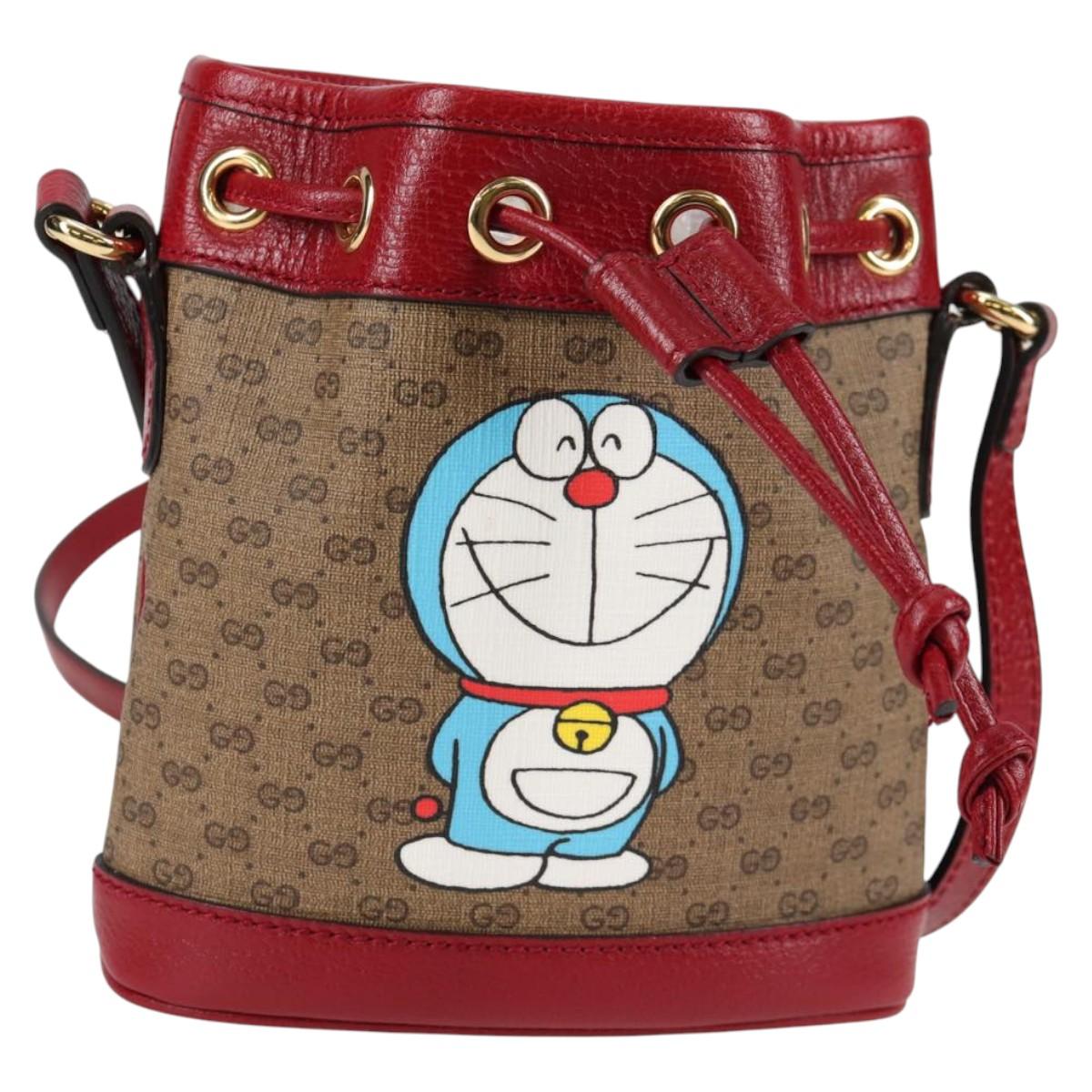 GUCCI Micro GG Supreme Doraemon Collaboration Bag PVC Beige 647801 Auth 138992SAM