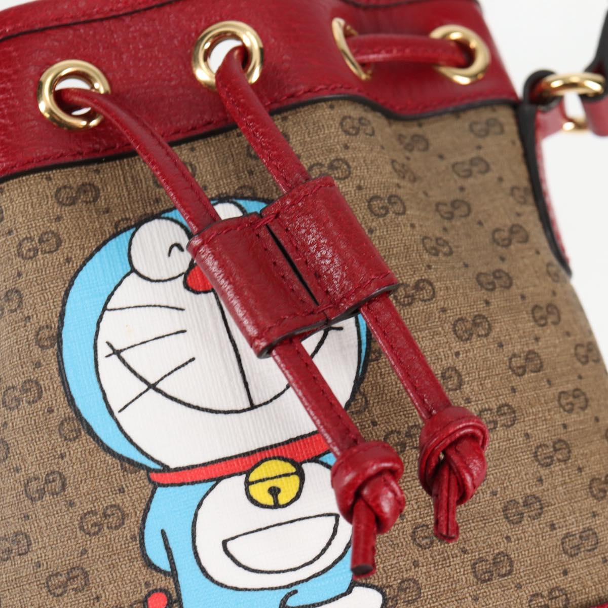 GUCCI Micro GG Supreme Doraemon Collaboration Bag PVC Beige 647801 Auth 138992SAM