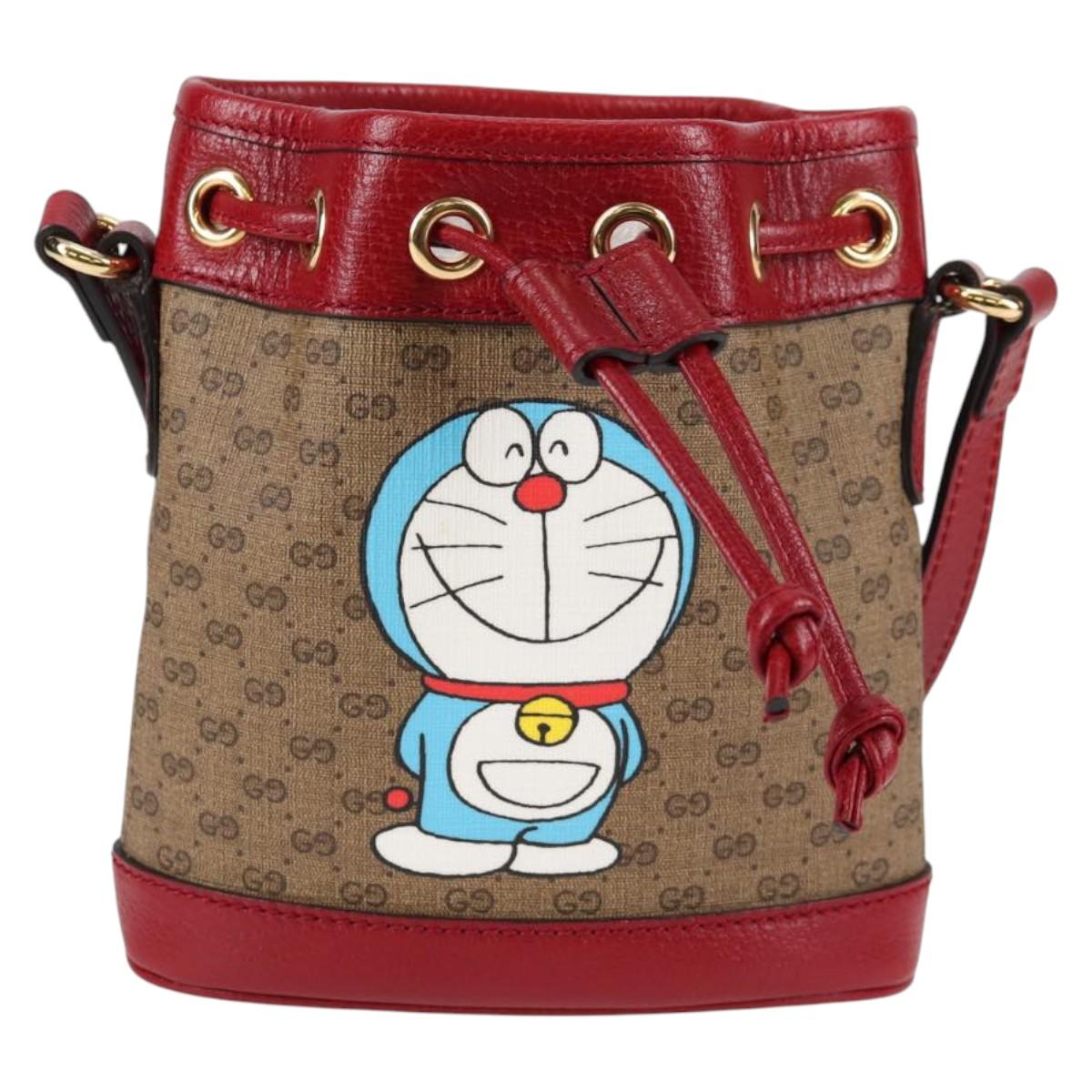 GUCCI Micro GG Supreme Doraemon Collaboration Bag PVC Beige 647801 Auth 138992SAM