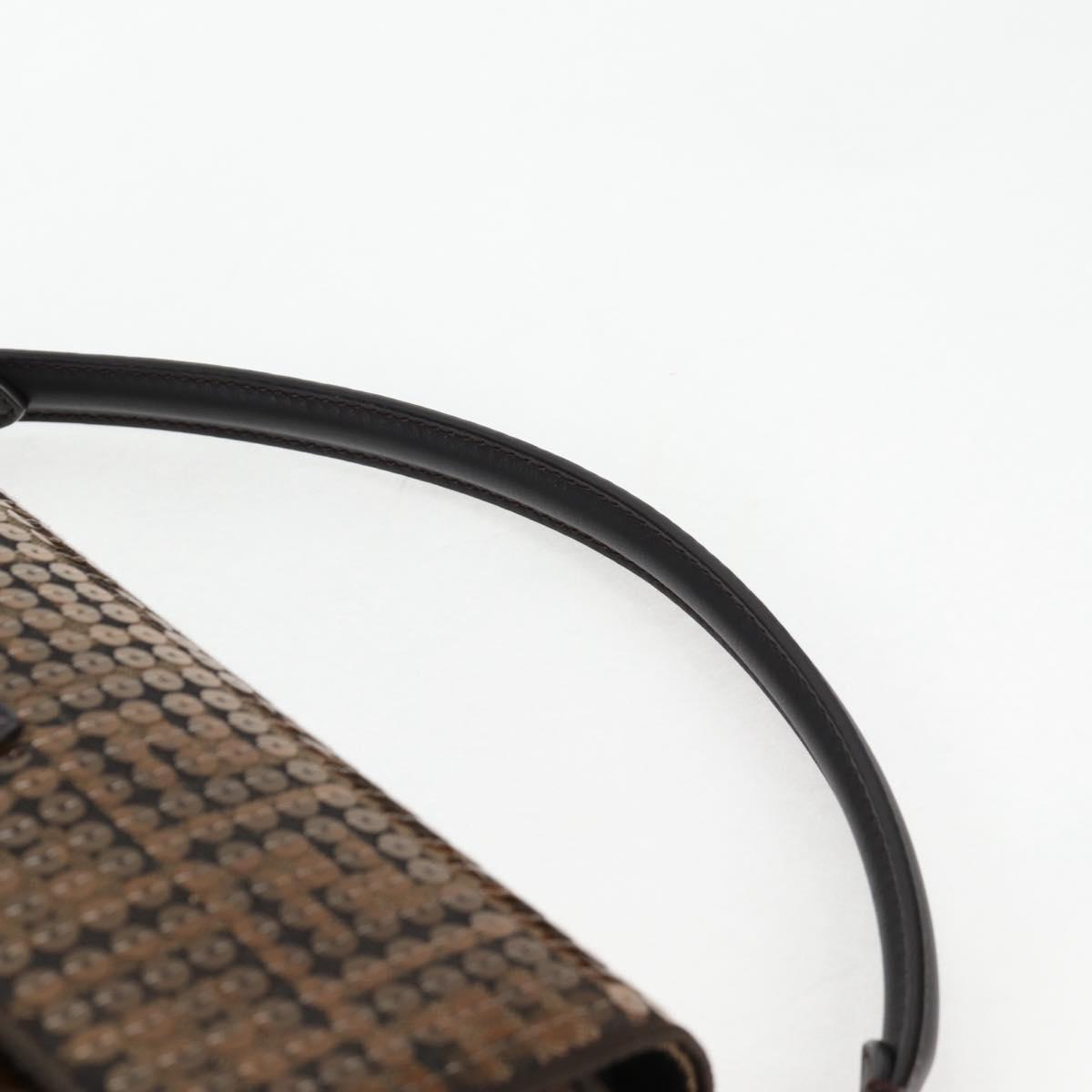 FENDI Zucca Canvas Mamma Baguette Bag Sequin 2way Brown Gold Auth 138993A