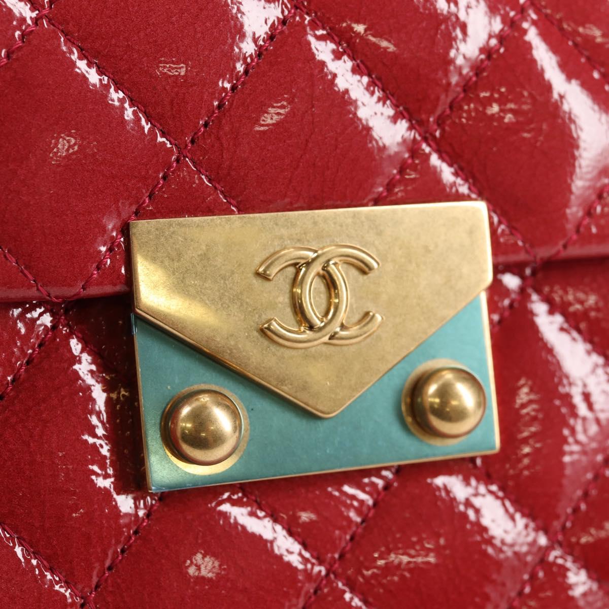 CHANEL Matelasse Chain Shoulder Bag Enamel Pink Gold CC Auth 138996SAM