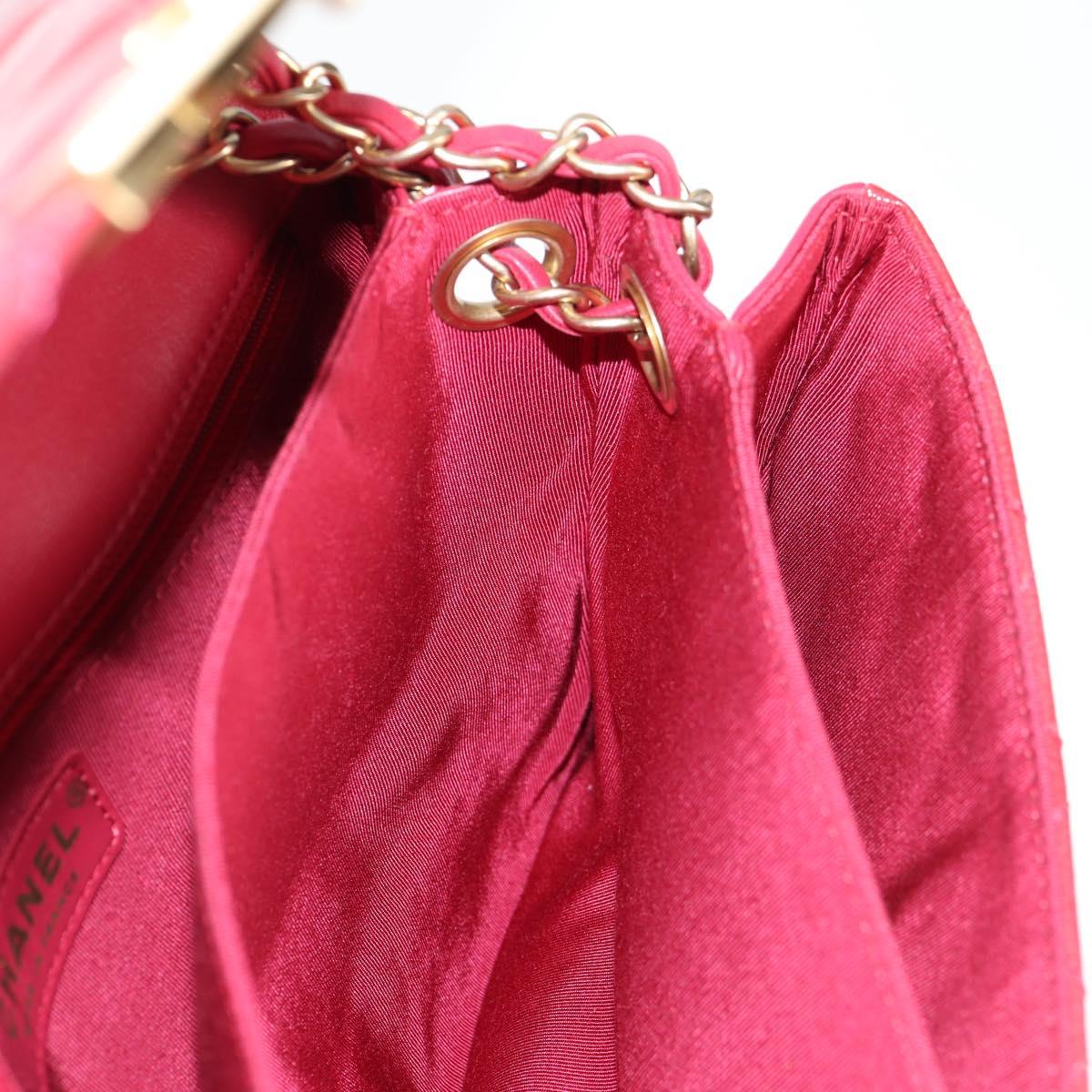 CHANEL Matelasse Chain Shoulder Bag Enamel Pink Gold CC Auth 138996SAM