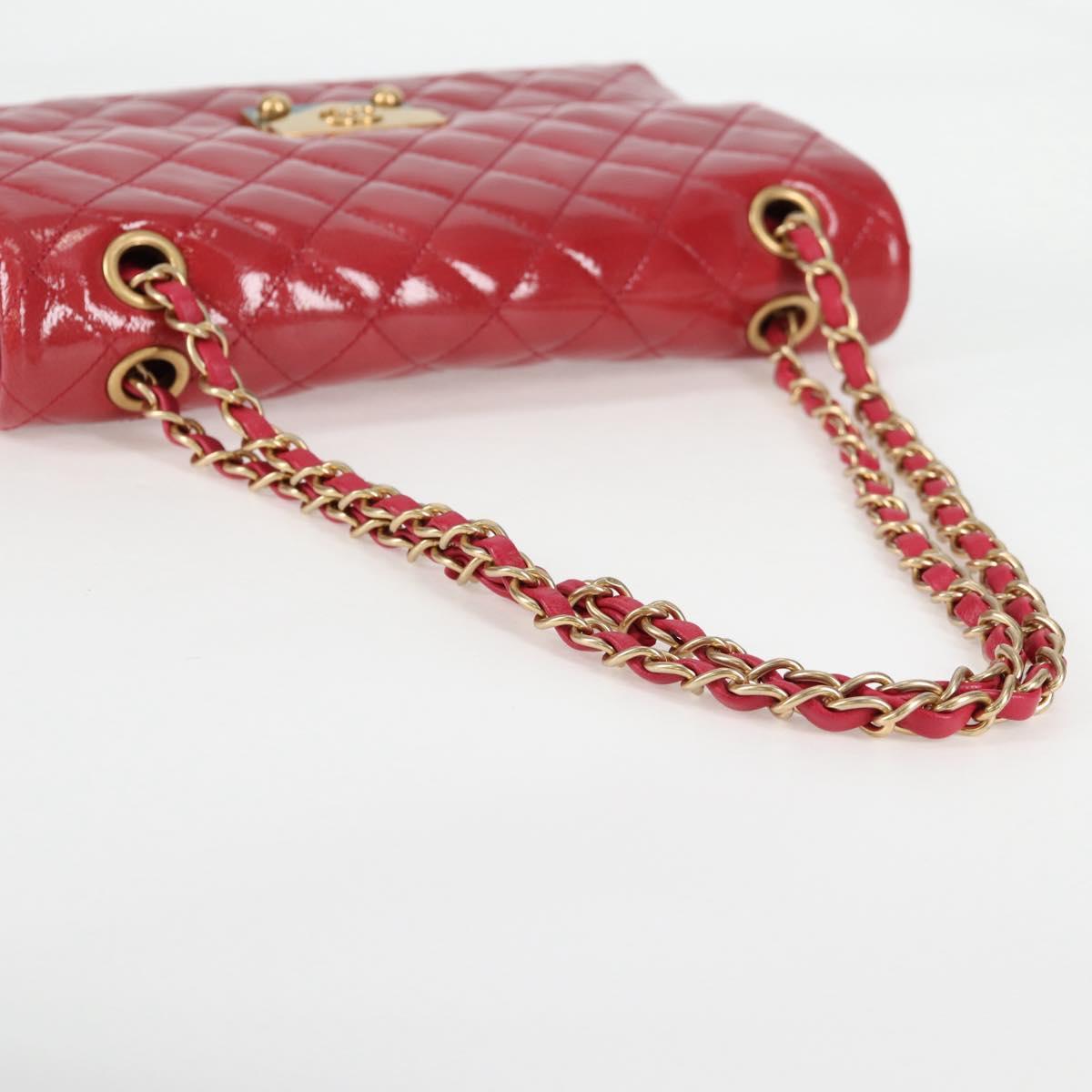 CHANEL Matelasse Chain Shoulder Bag Enamel Pink Gold CC Auth 138996SAM