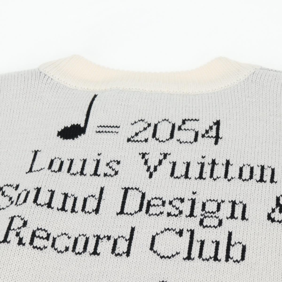 LOUIS VUITTON Knitted Fabrics Musical Note Pattern Wool XS White Auth 139001
