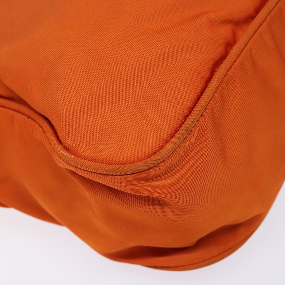 PRADA Shoulder Bag Nylon Orange Silver Auth 139008