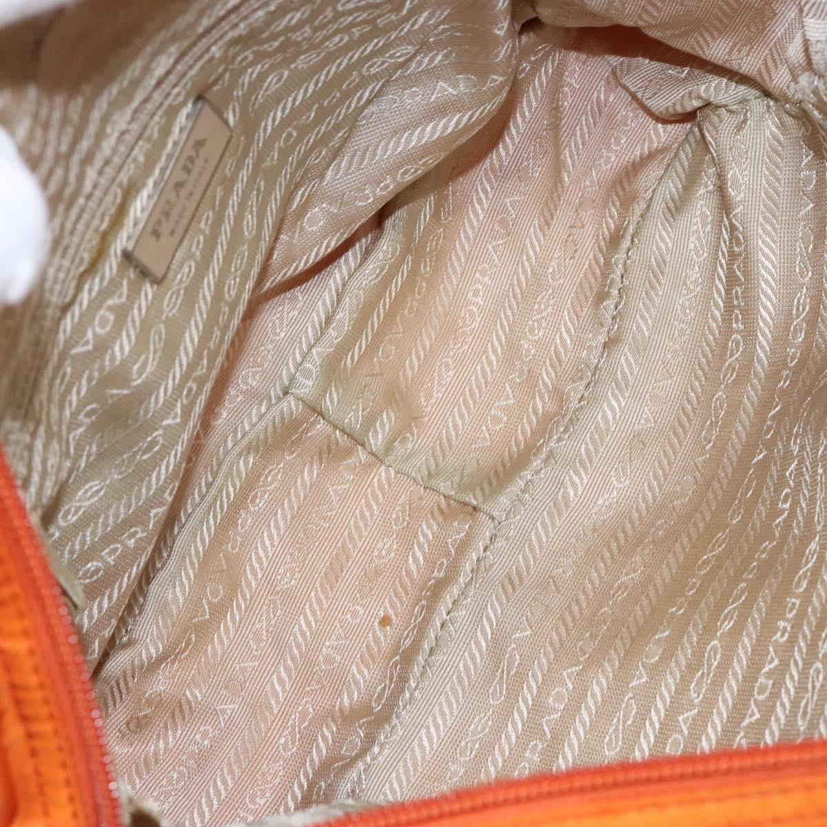 PRADA Shoulder Bag Nylon Orange Silver Auth 139008