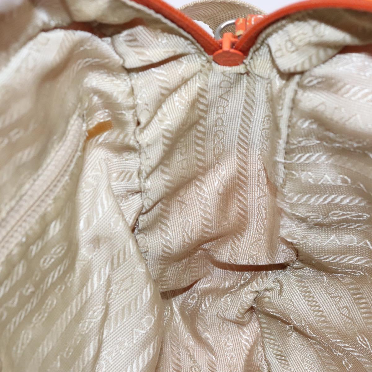 PRADA Shoulder Bag Nylon Orange Silver Auth 139008