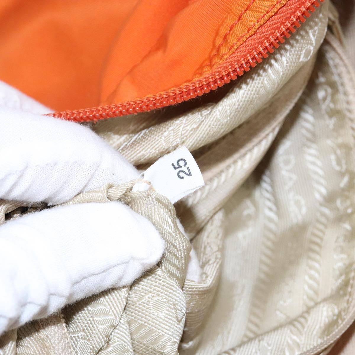 PRADA Shoulder Bag Nylon Orange Silver Auth 139008