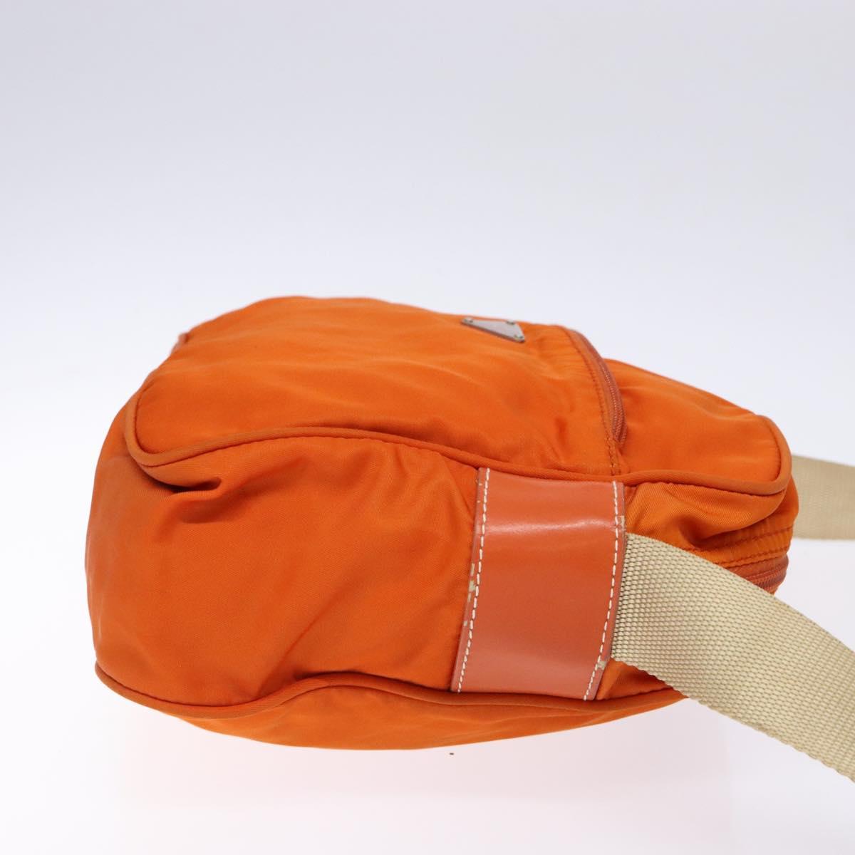 PRADA Shoulder Bag Nylon Orange Silver Auth 139008