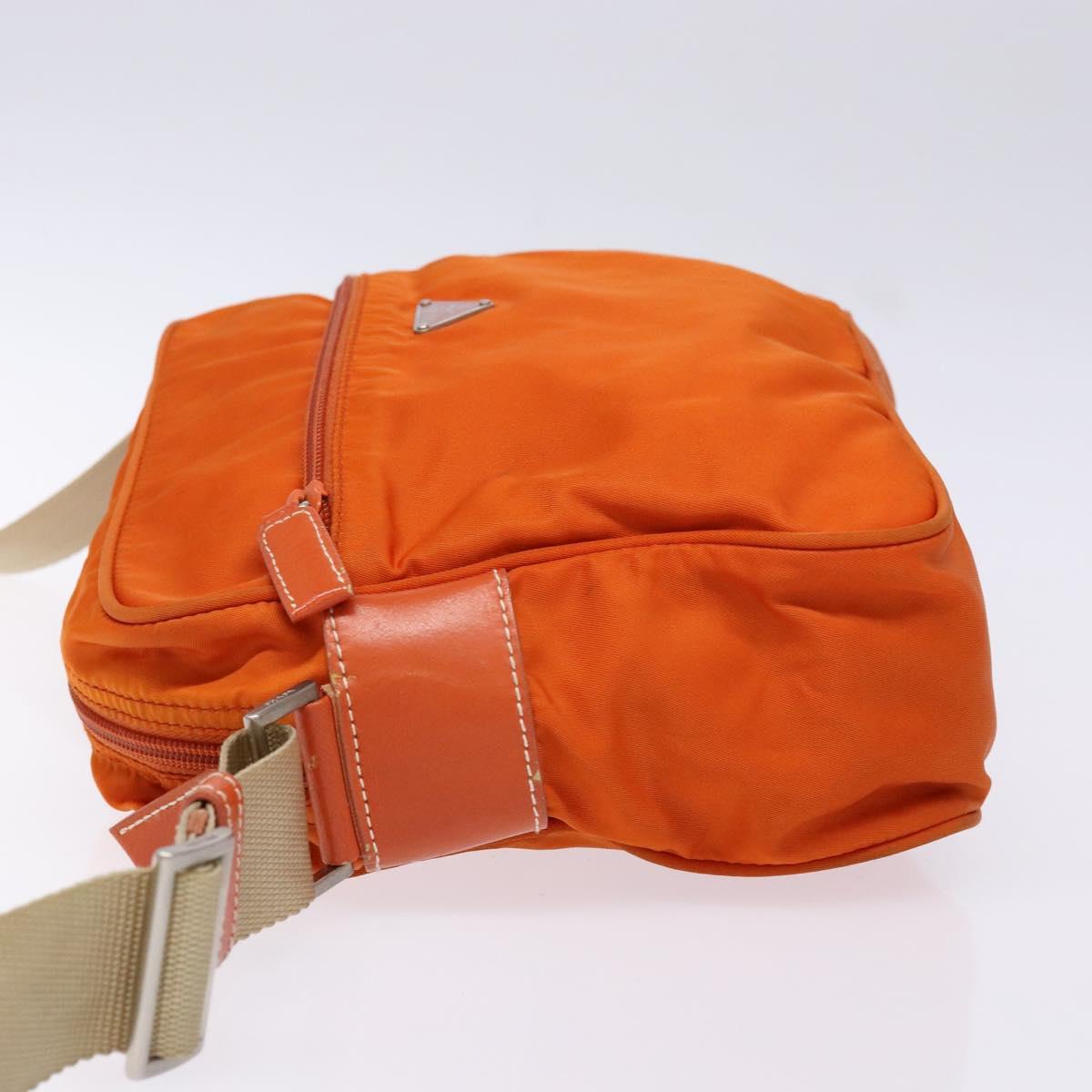 PRADA Shoulder Bag Nylon Orange Silver Auth 139008