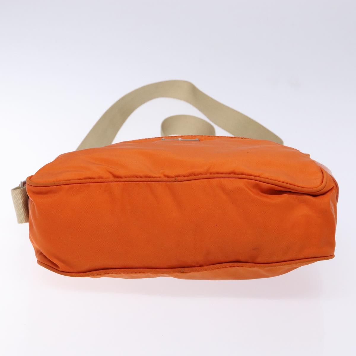 PRADA Shoulder Bag Nylon Orange Silver Auth 139008