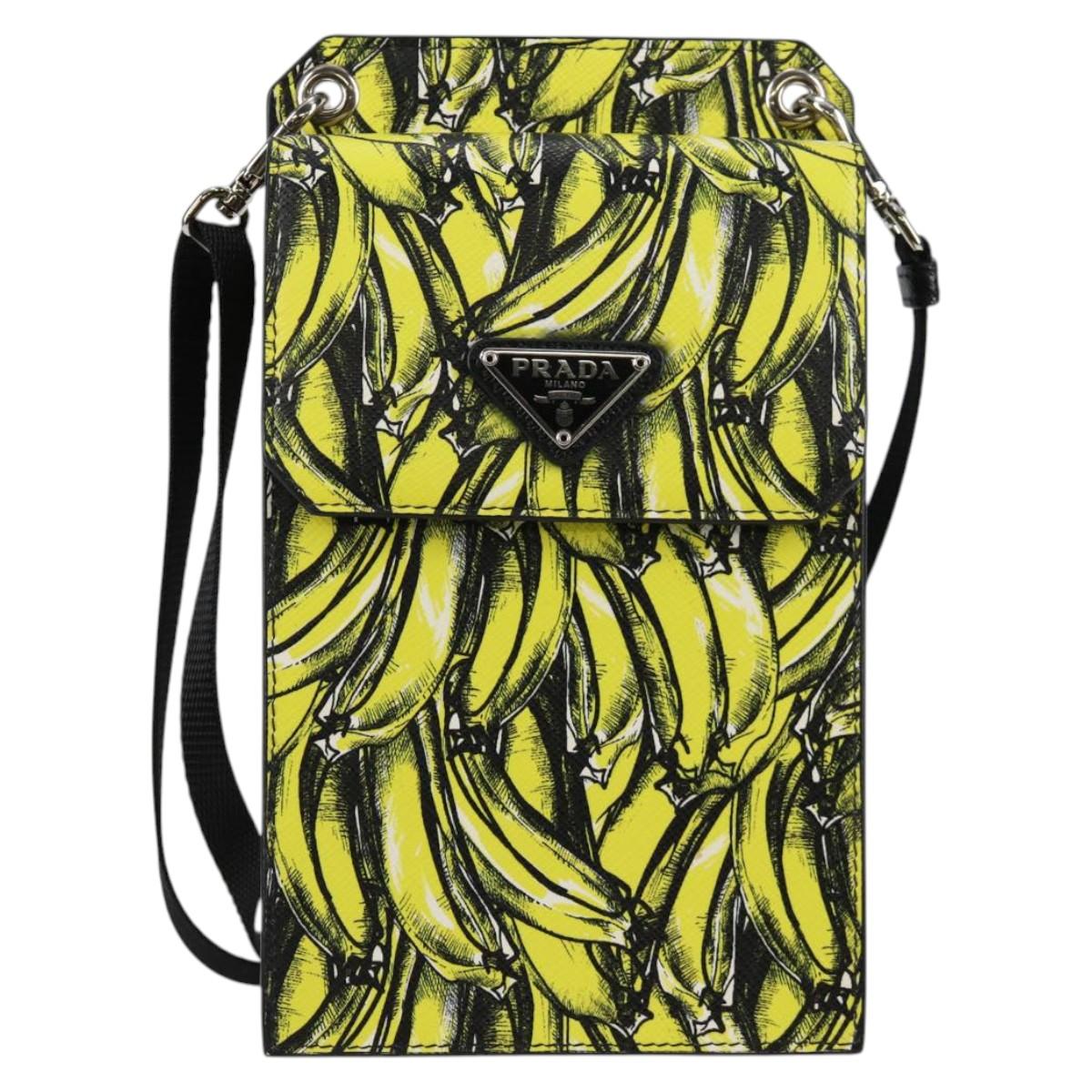 PRADA Smartphone Case Pouch Safiano Yellow 2ZH068 Auth 139022M