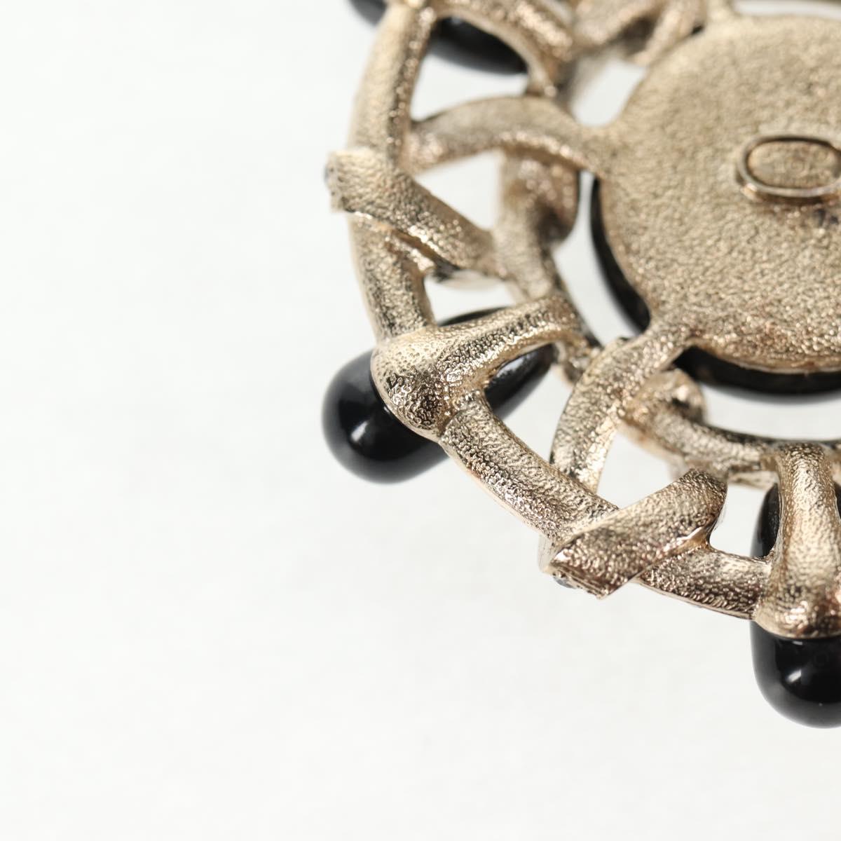 CHANEL Brooch metal Black CC Auth 139036M