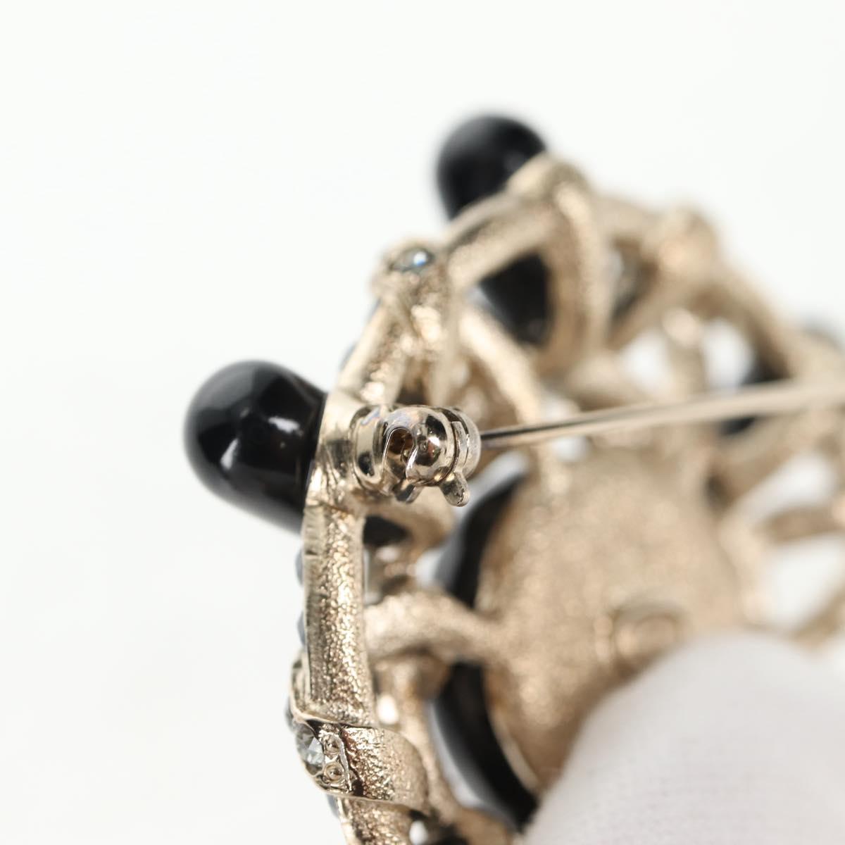 CHANEL Brooch metal Black CC Auth 139036M