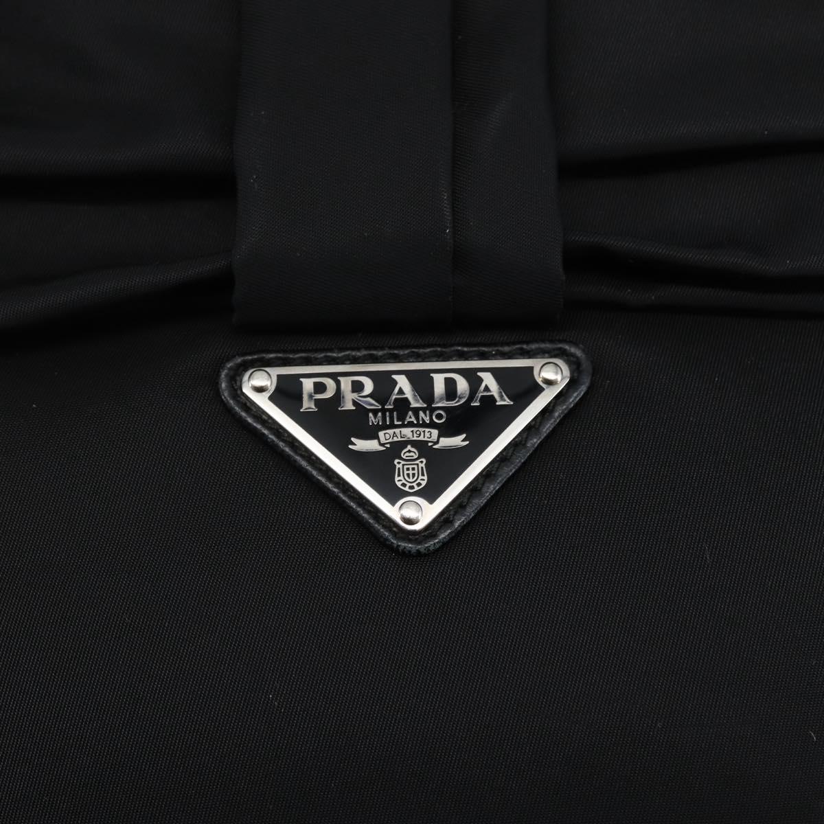 PRADA Hand Bag Nylon 2way Black Silver Auth 139041V