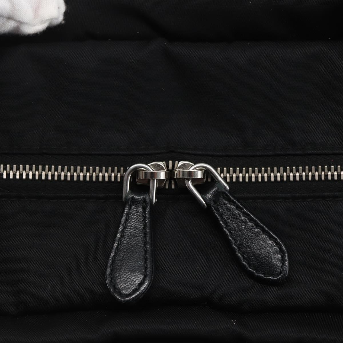 PRADA Hand Bag Nylon 2way Black Silver Auth 139041V