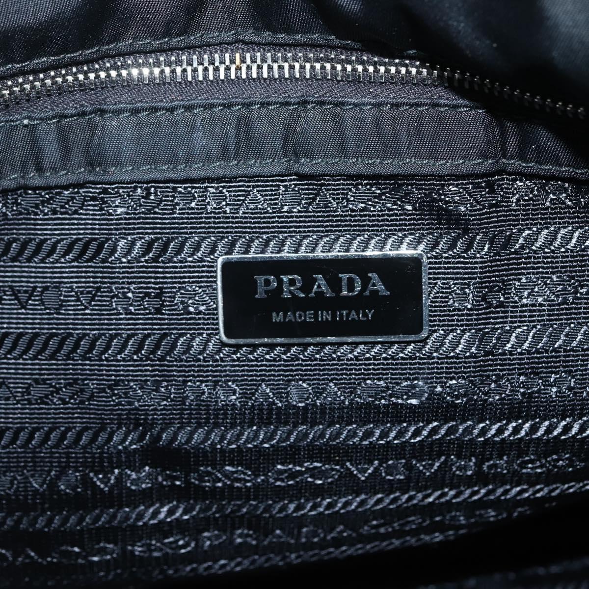 PRADA Hand Bag Nylon 2way Black Silver Auth 139041V