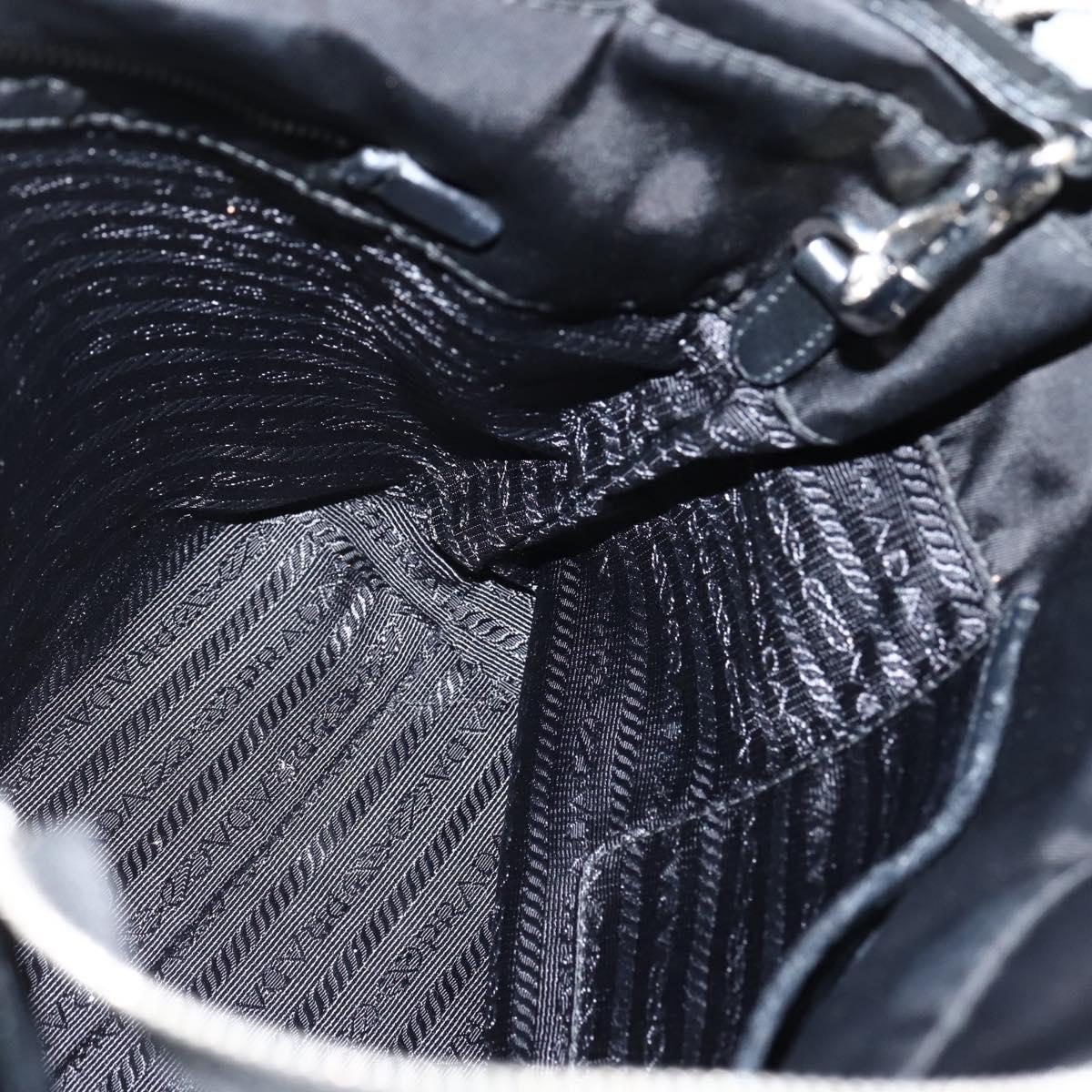 PRADA Hand Bag Nylon 2way Black Silver Auth 139041V