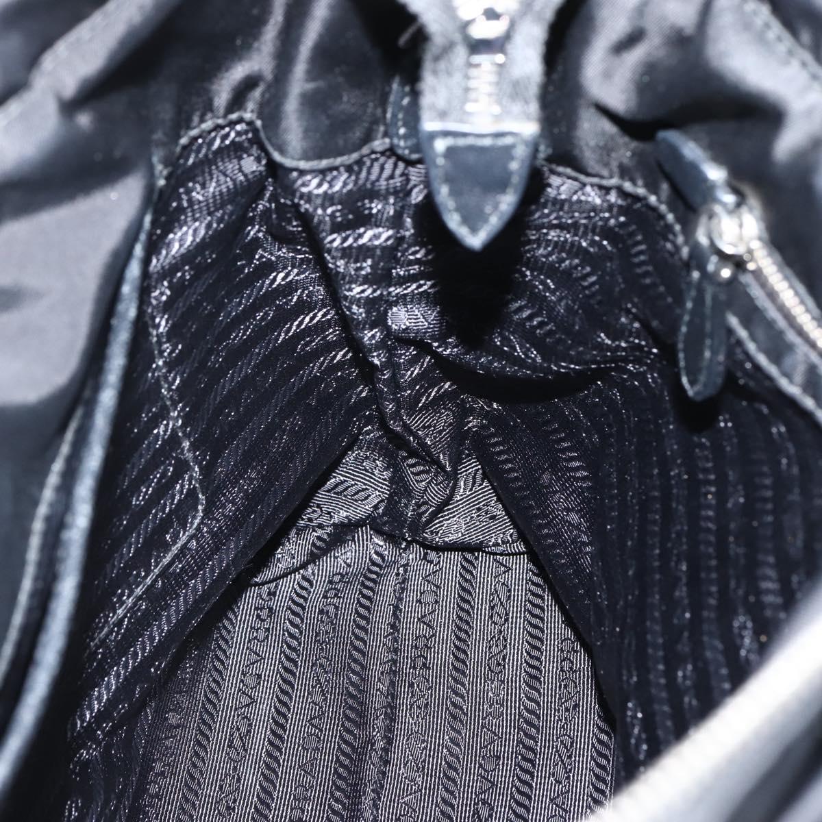 PRADA Hand Bag Nylon 2way Black Silver Auth 139041V