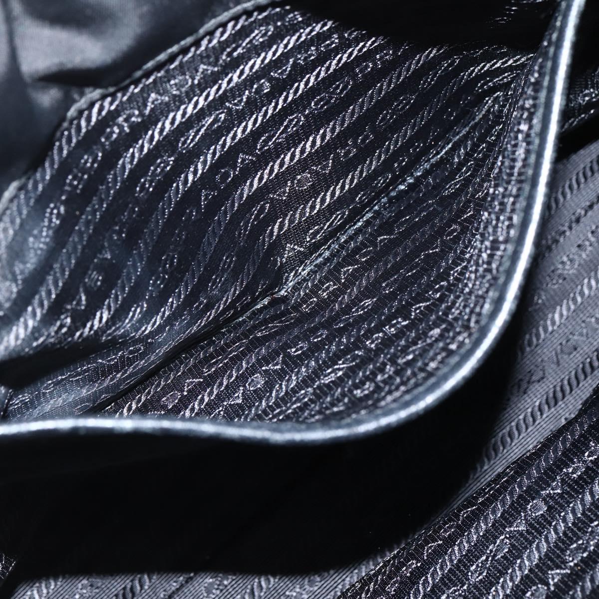 PRADA Hand Bag Nylon 2way Black Silver Auth 139041V