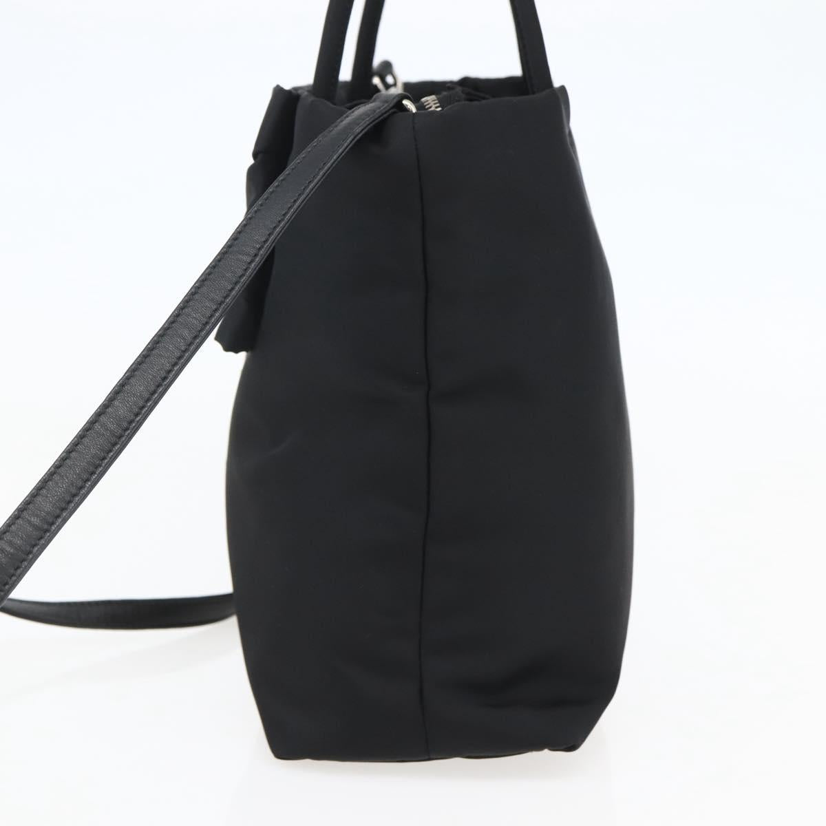 PRADA Hand Bag Nylon 2way Black Silver Auth 139041V