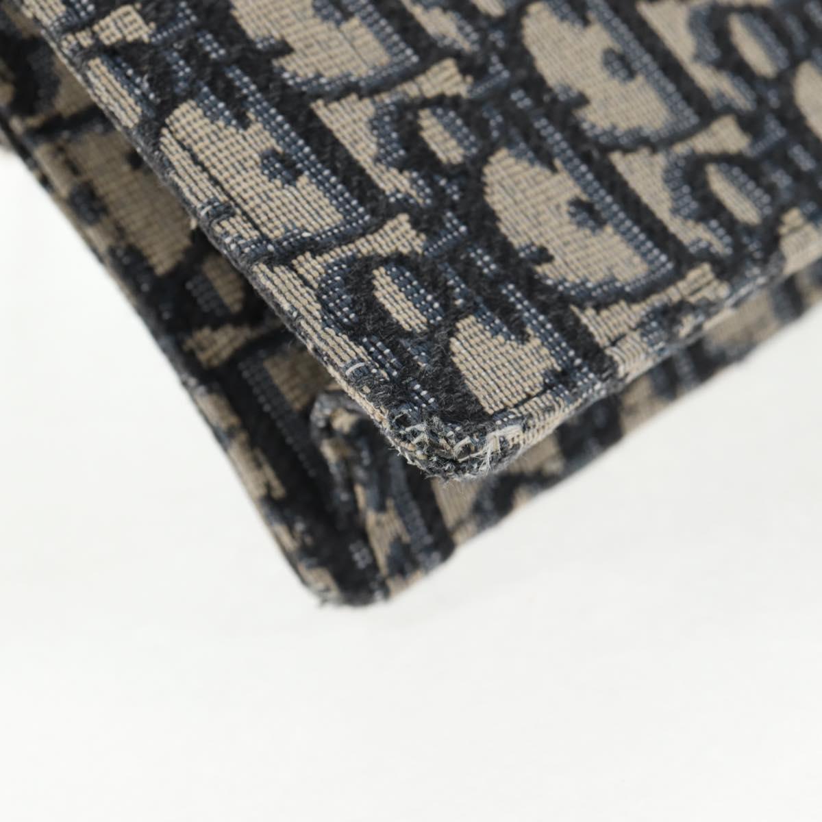 Christian Dior Oblique Trotter Canvas Chain Shoulder Bag Navy Gold Auth 139042M