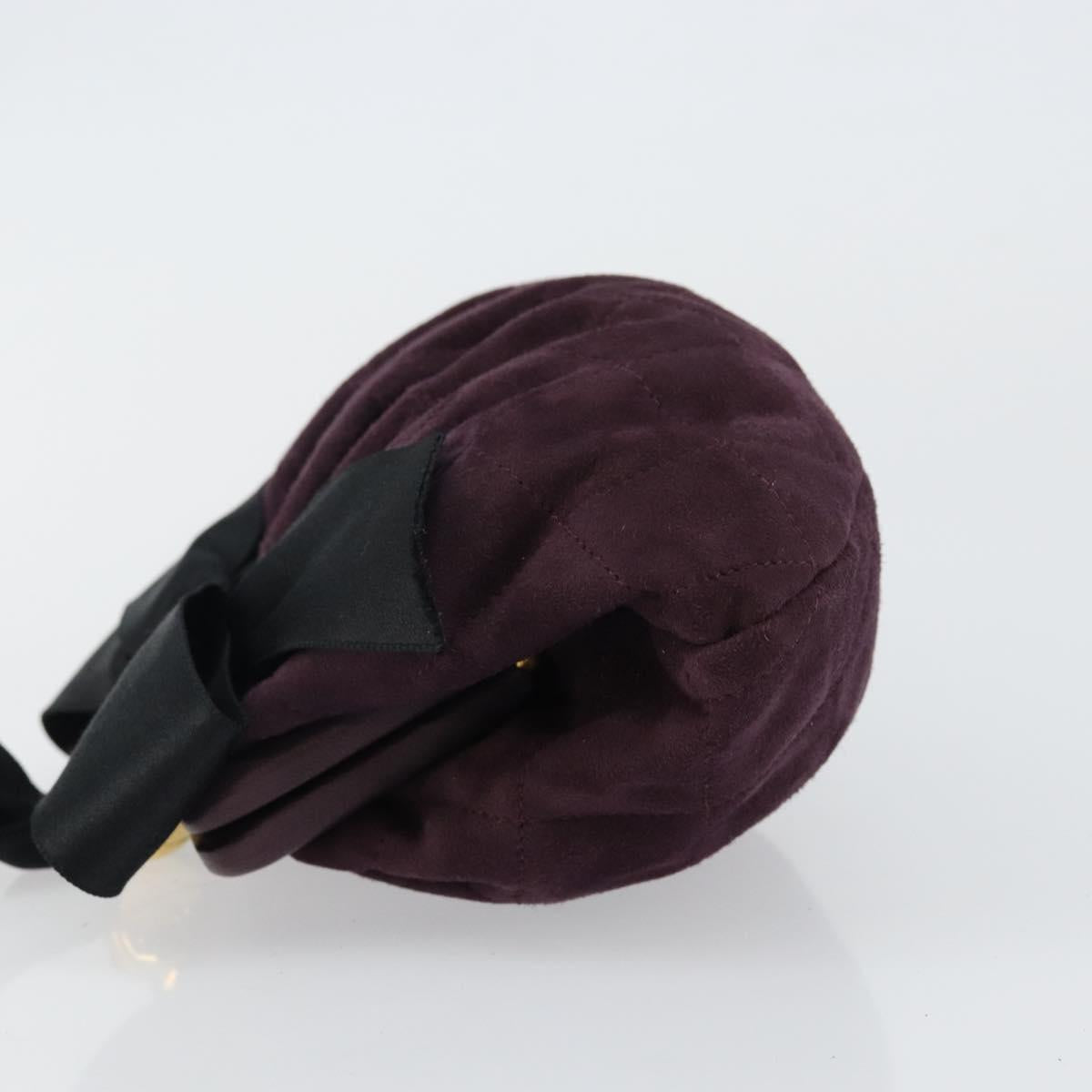 CHANEL Hand Bag Suede Purple Gold CC Auth 139044V