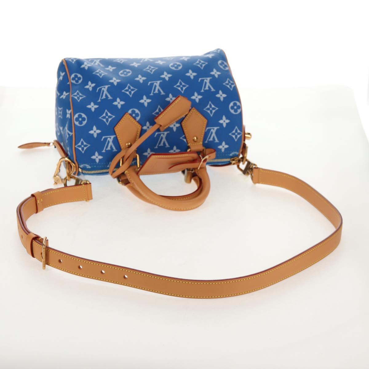 LOUIS VUITTON Monogram Speedy P9 Bandouliere 25 Bag Blue M24424 LV Auth 139046SM