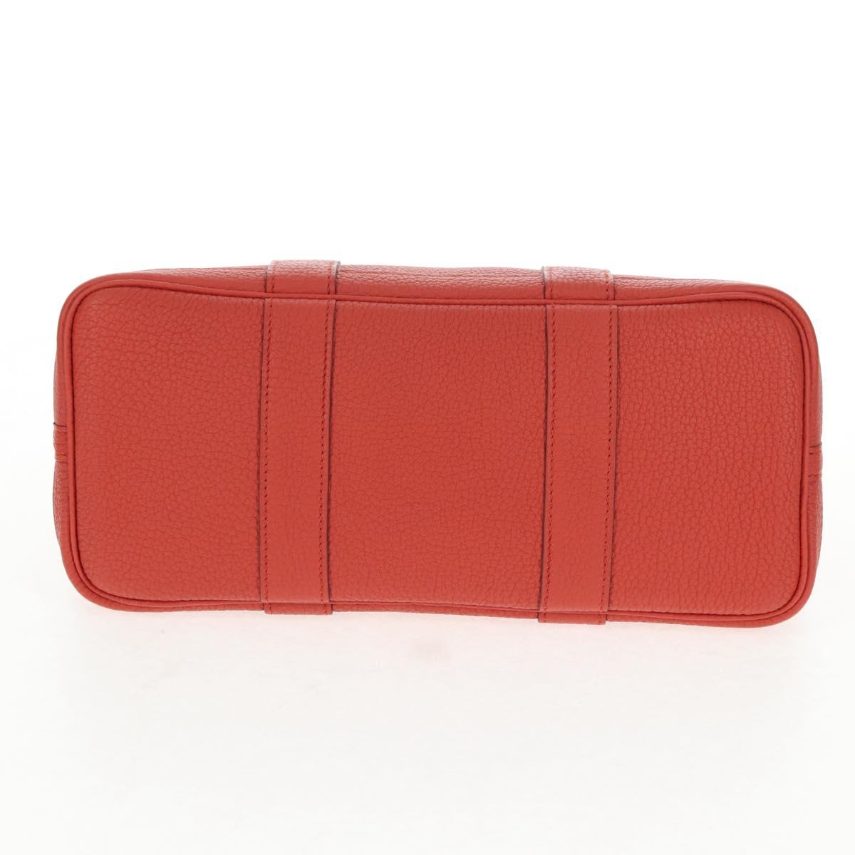 HERMES Garden Party TPM Hand Bag Leather Orange Silver Auth 139049M