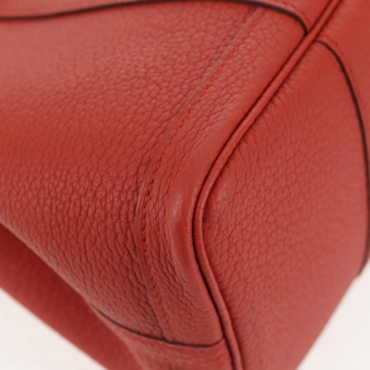 HERMES Garden Party TPM Hand Bag Leather Orange Silver Auth 139049M