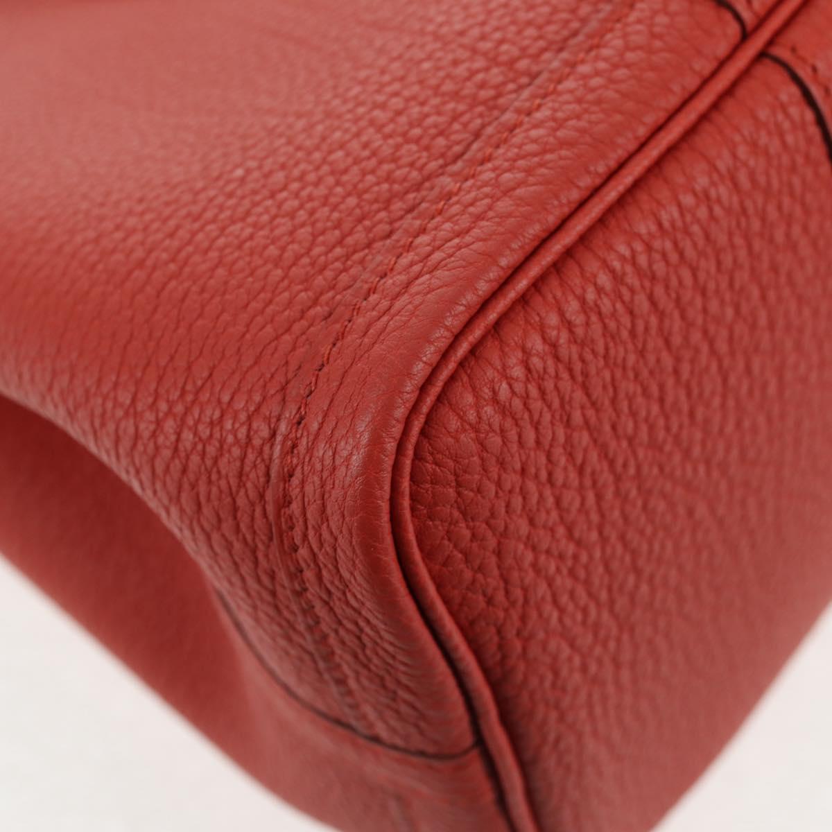 HERMES Garden Party TPM Hand Bag Leather Orange Silver Auth 139049M