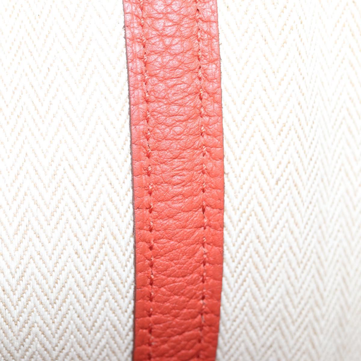 HERMES Garden Party TPM Hand Bag Leather Orange Silver Auth 139049SM