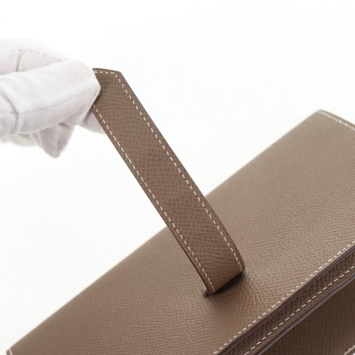 HERMES Beansufla Wallet Leather Beige Gold Auth 139050M