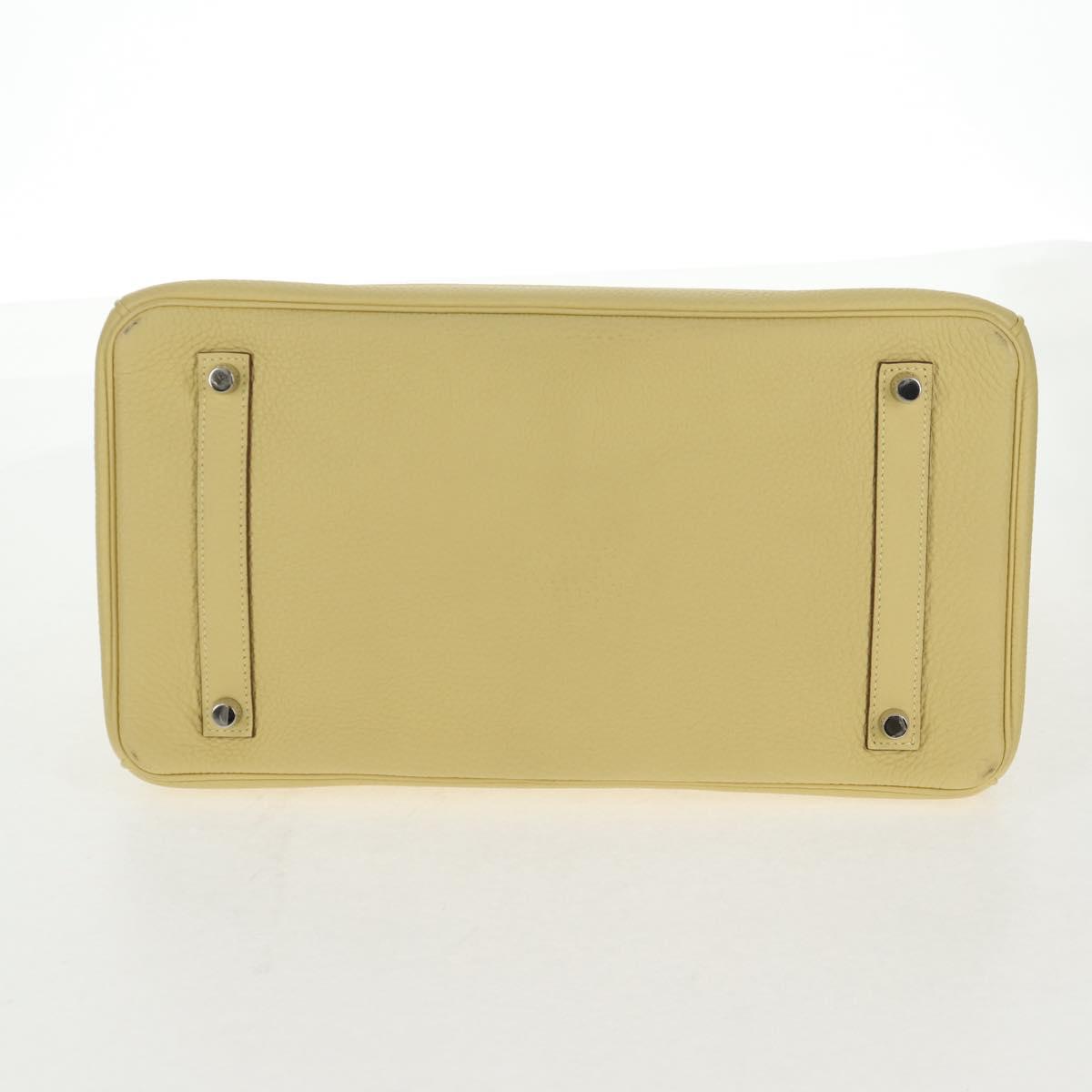 HERMES Birkin 35 Hand Bag Leather Yellow Silver Auth 139051M