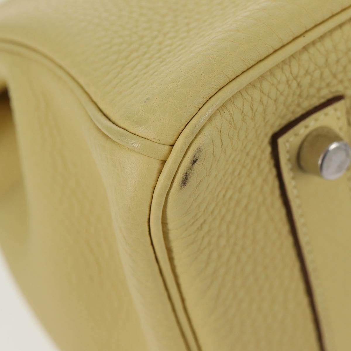 HERMES Birkin 35 Hand Bag Leather Yellow Silver Auth 139051M