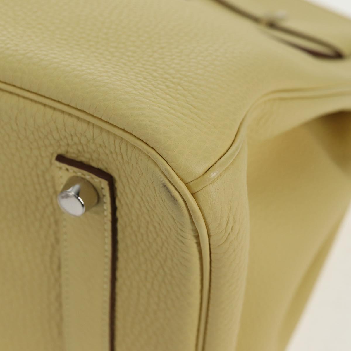 HERMES Birkin 35 Hand Bag Leather Yellow Silver Auth 139051M