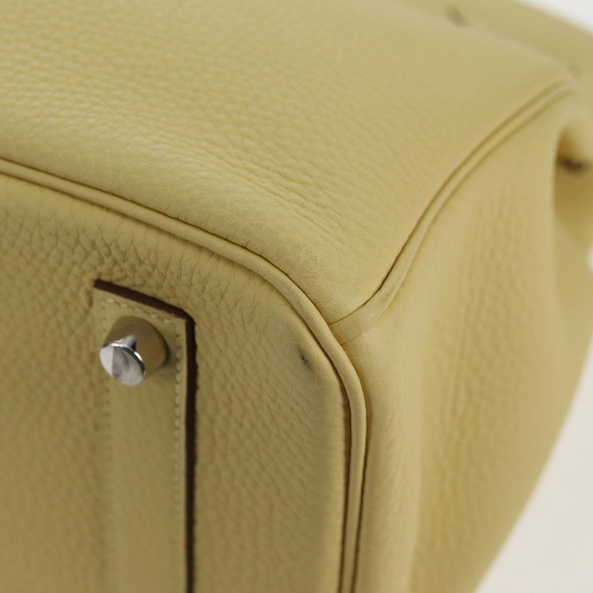 HERMES Birkin 35 Hand Bag Leather Yellow Silver Auth 139051M