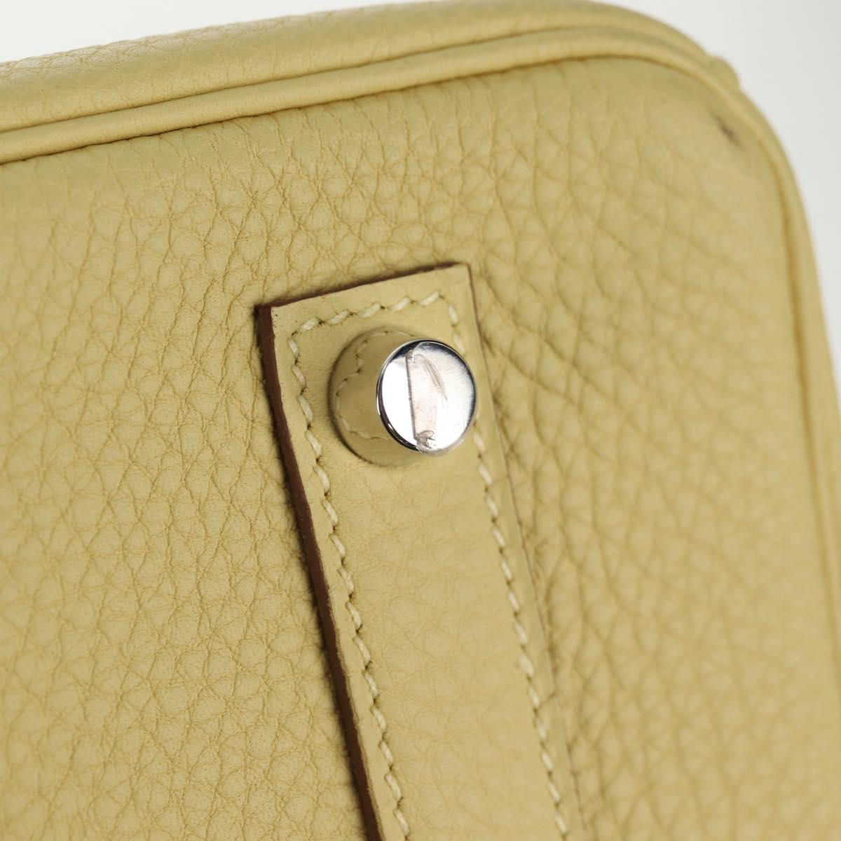 HERMES Birkin 35 Hand Bag Leather Yellow Silver Auth 139051M