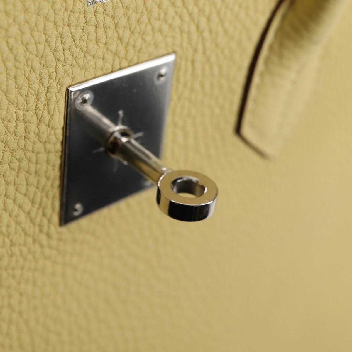 HERMES Birkin 35 Hand Bag Leather Yellow Silver Auth 139051M
