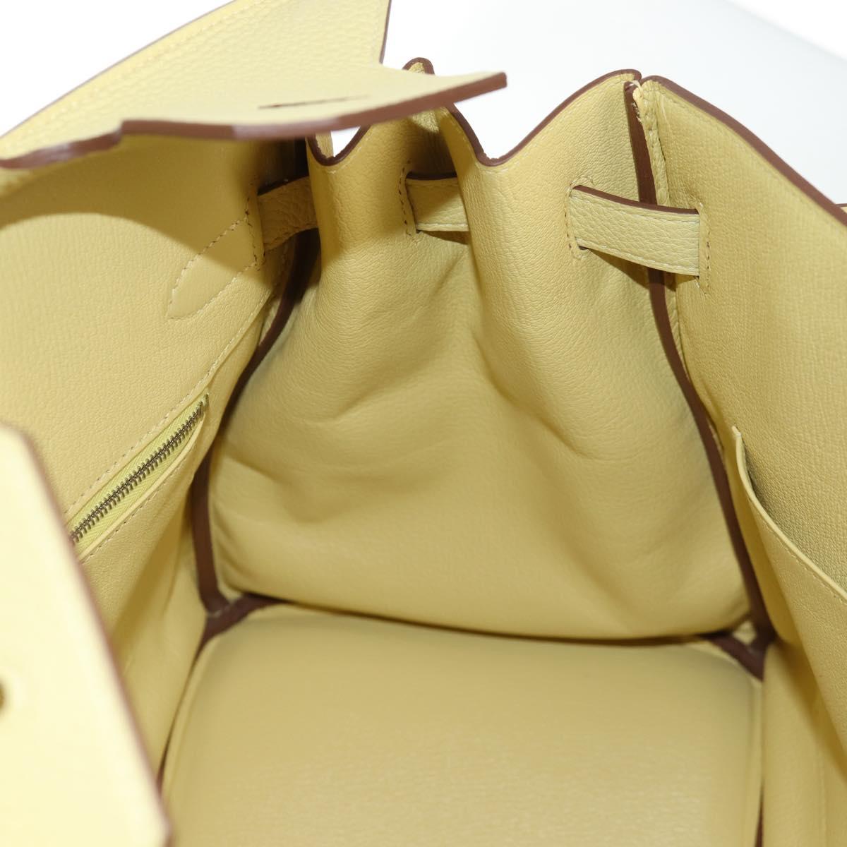 HERMES Birkin 35 Hand Bag Leather Yellow Silver Auth 139051M