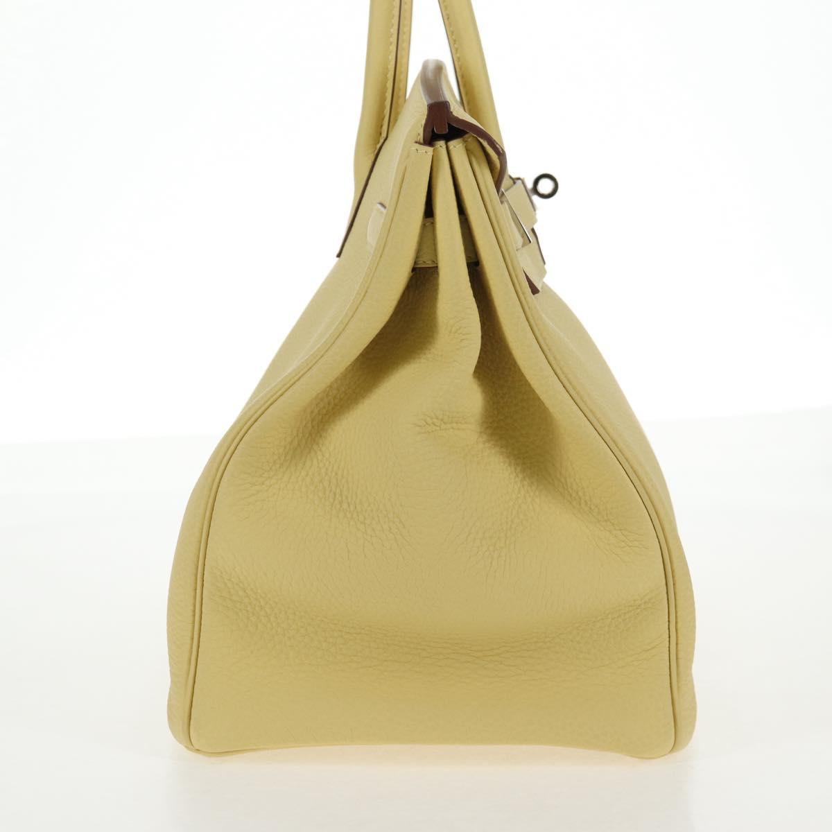 HERMES Birkin 35 Hand Bag Leather Yellow Silver Auth 139051M