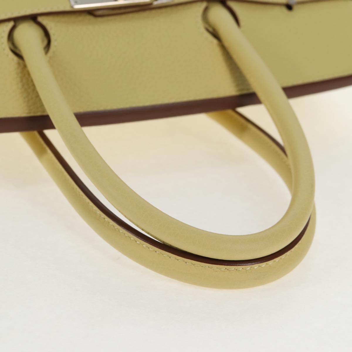HERMES Birkin 35 Hand Bag Leather Yellow Silver Auth 139051M