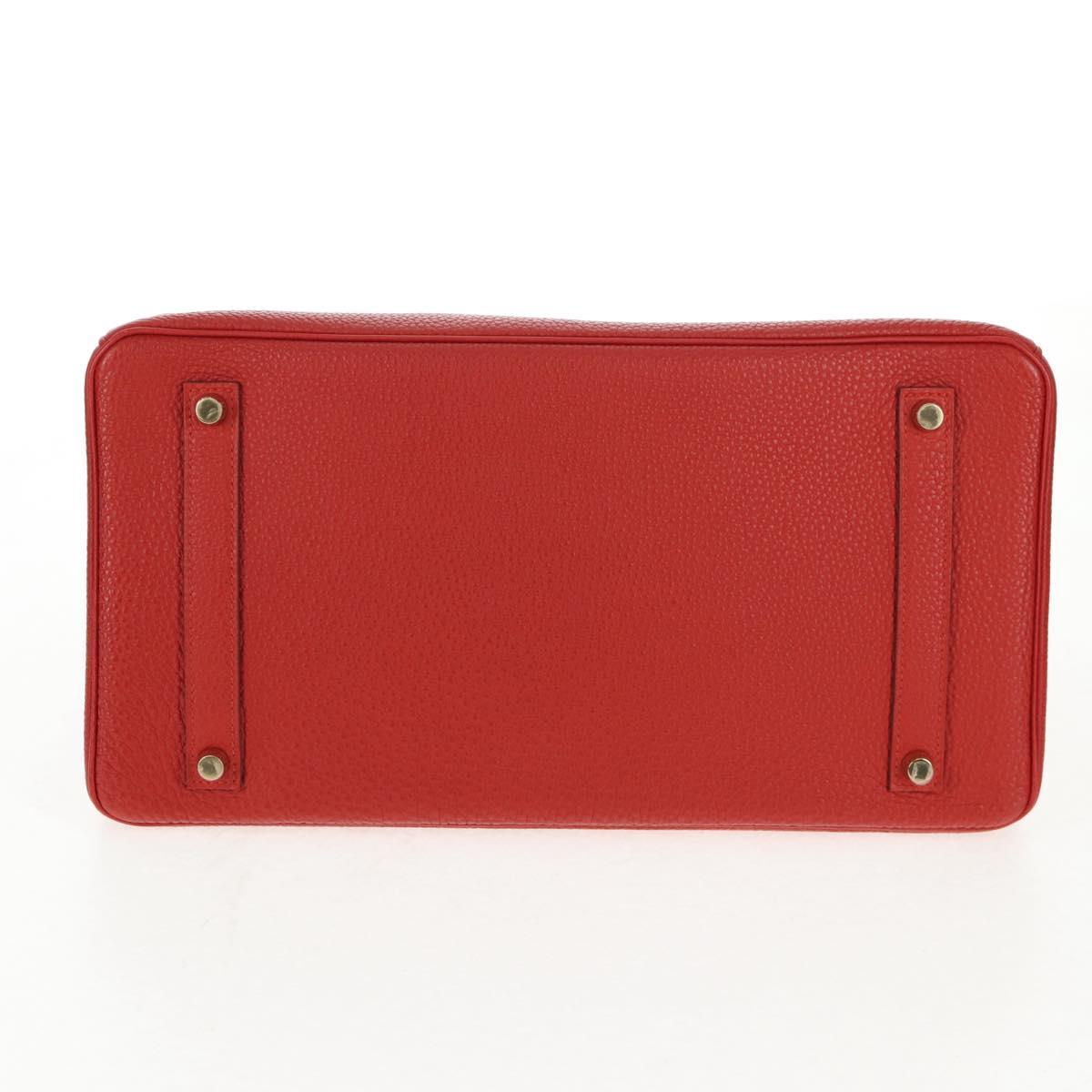 HERMES Birkin 35 Hand Bag Leather Red Gold Auth 139052M