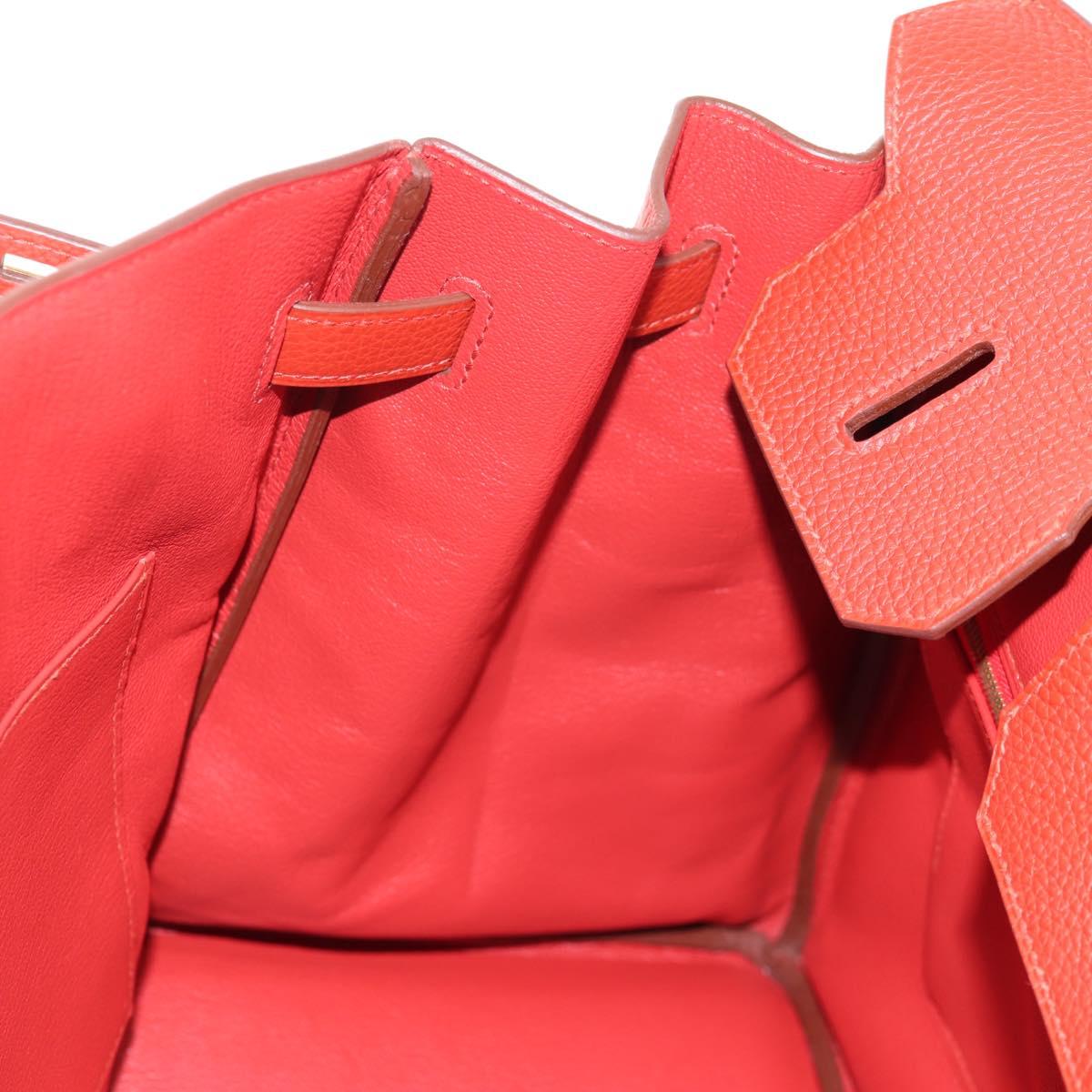 HERMES Birkin 35 Hand Bag Leather Red Gold Auth 139052M