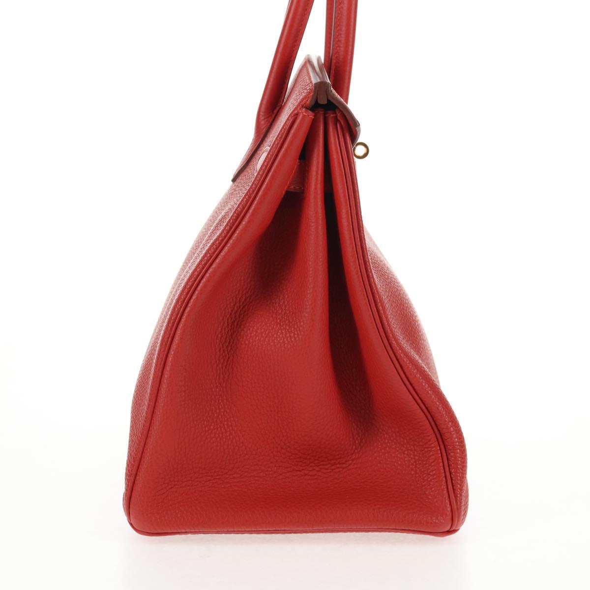 HERMES Birkin 35 Hand Bag Leather Red Gold Auth 139052M