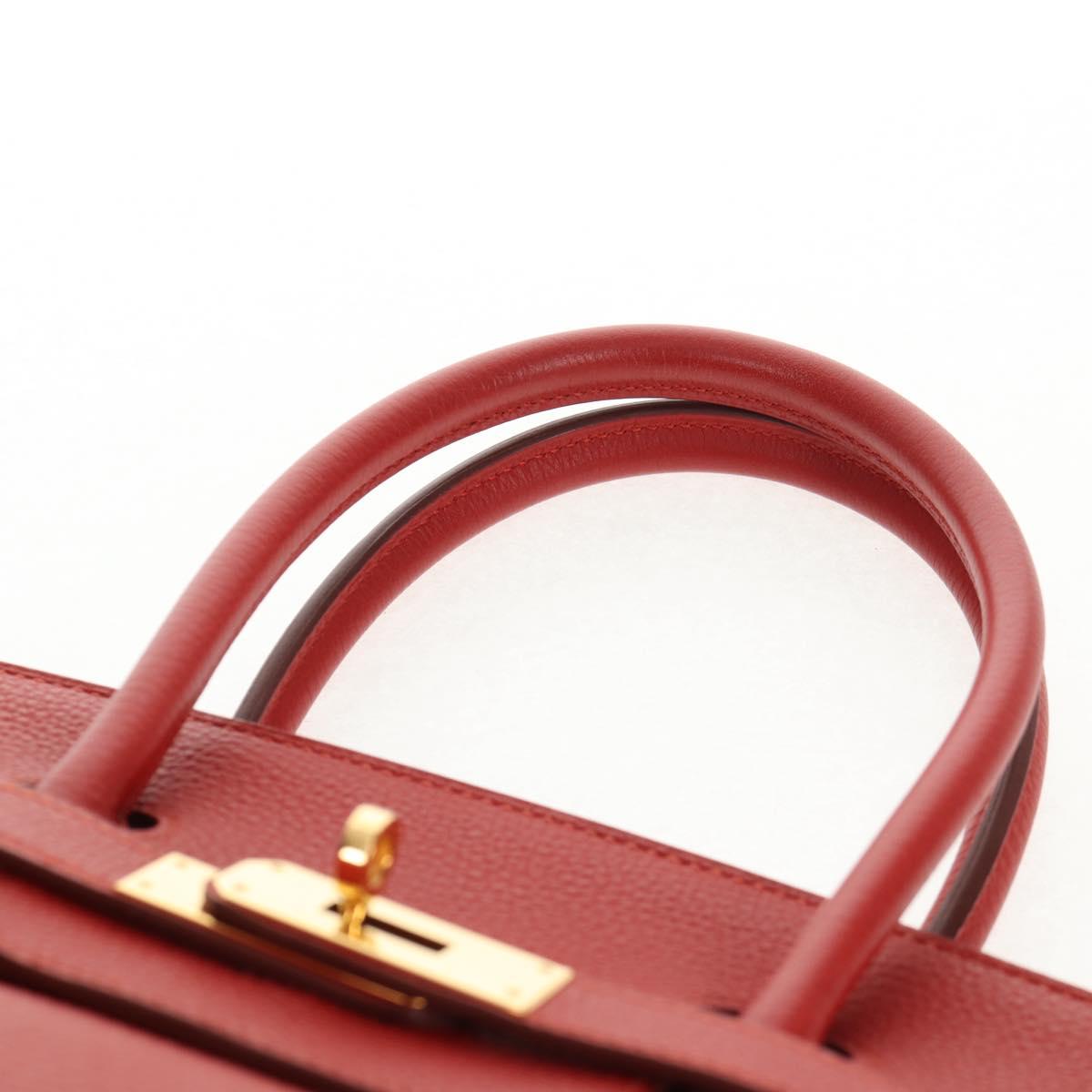 HERMES Birkin 35 Hand Bag Leather Red Gold Auth 139052M